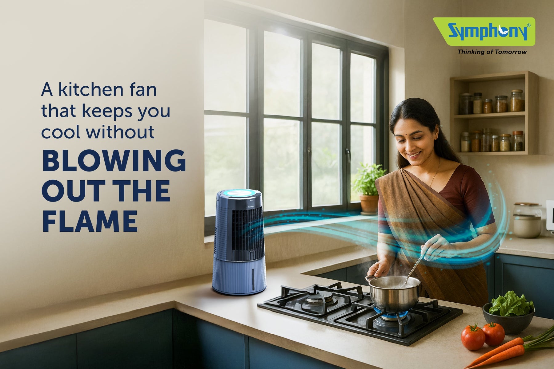 A Kitchen Fan That Keeps You Cool Without Blowing Out the Flame