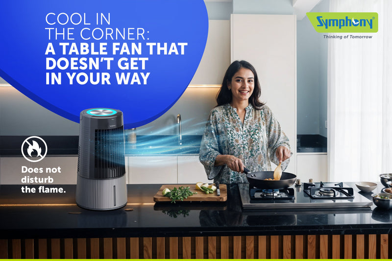 Cool in the Corner A Table Fan That Doesn’t Get in Your Way