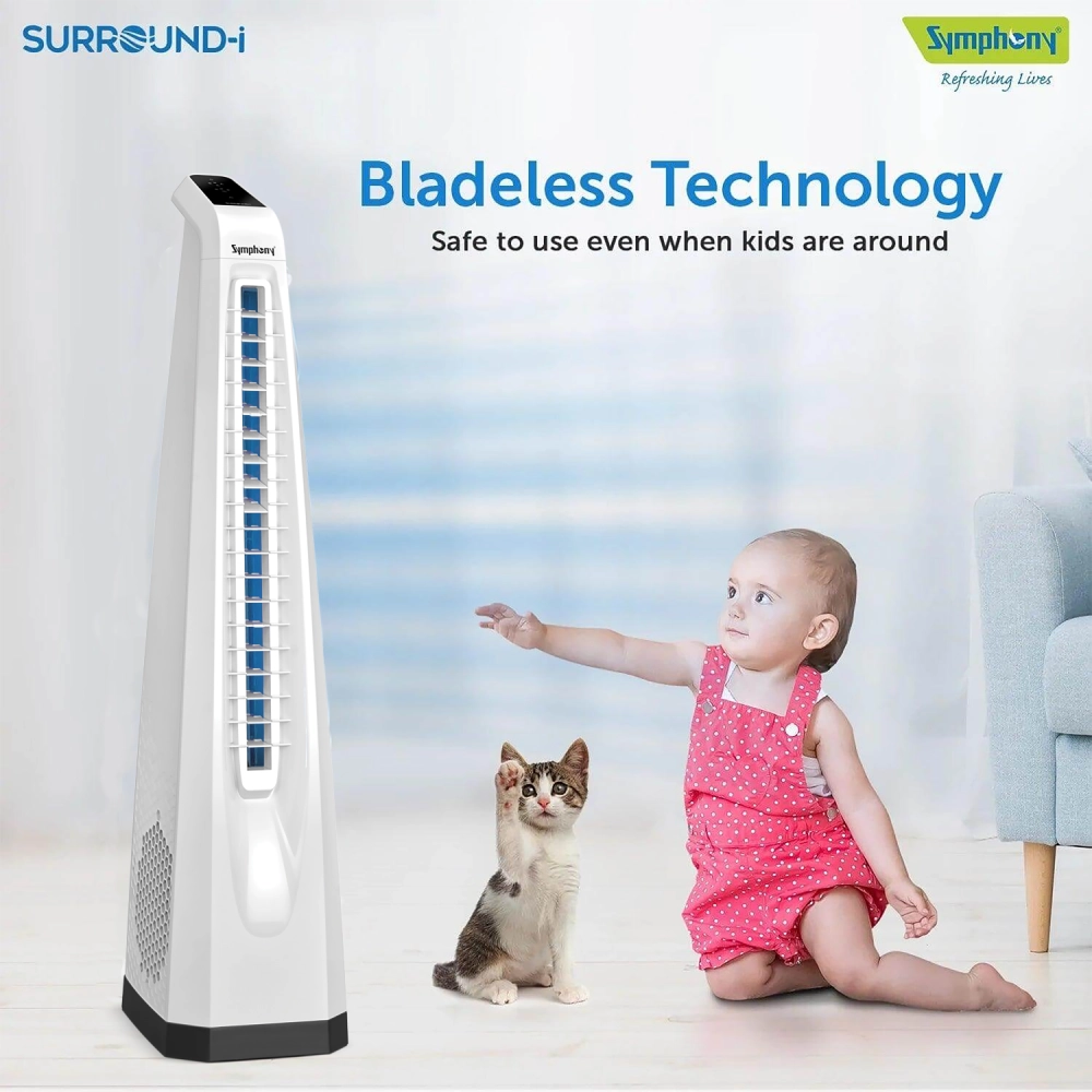 Surround-i Bladeless White | Tower Fan | Remote Control | Bladeless Turbo ThrowTM (BLTT) Technology