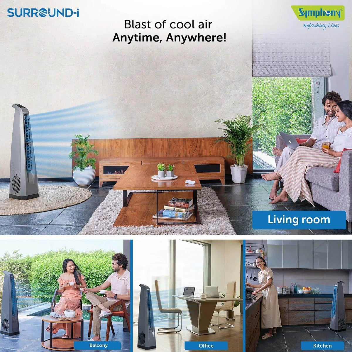 Surround-i Grey | Tower Fan | Remote Control | Bladeless Turbo Throw (BLTT) Technology