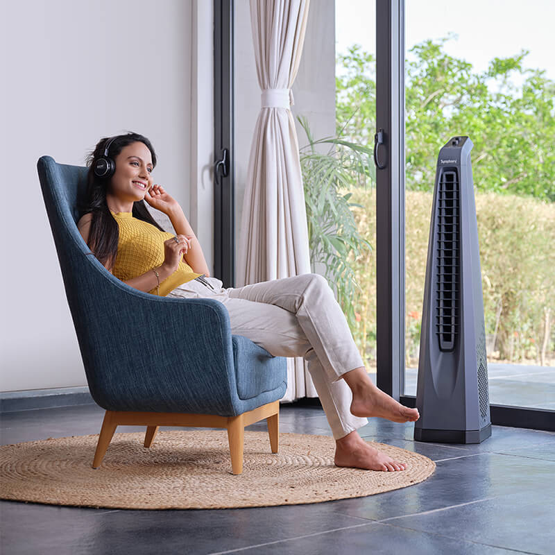 Surround Grey | Tower Fan | Knob Control | Bladeless Turbo ThrowTM (BLTT) Technology