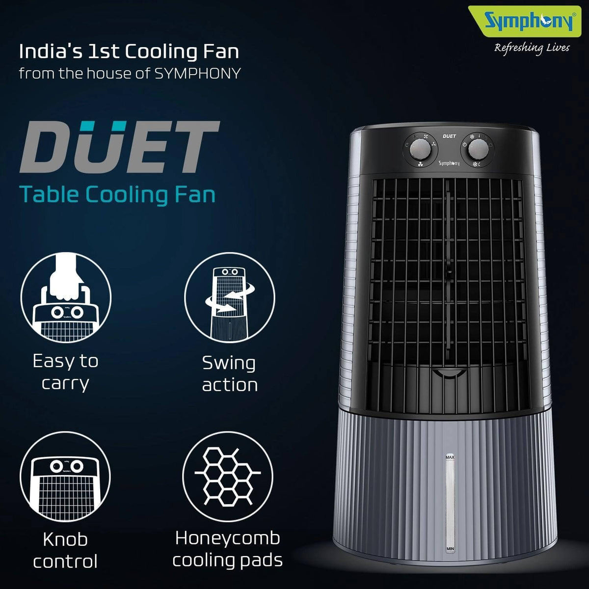 Duet Powerful Personal Table Cooling Fan