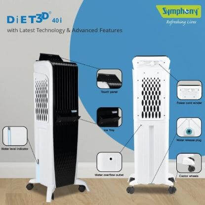 Diet 3D 40i Tower Air Cooler 40-litres with Magnetic Full Function Remote