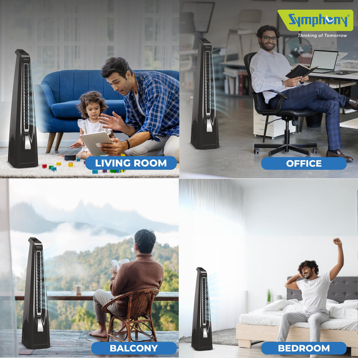 Surround B Black | BLDC Tower Fan | Remote-Controlled 7-Speed Breeze