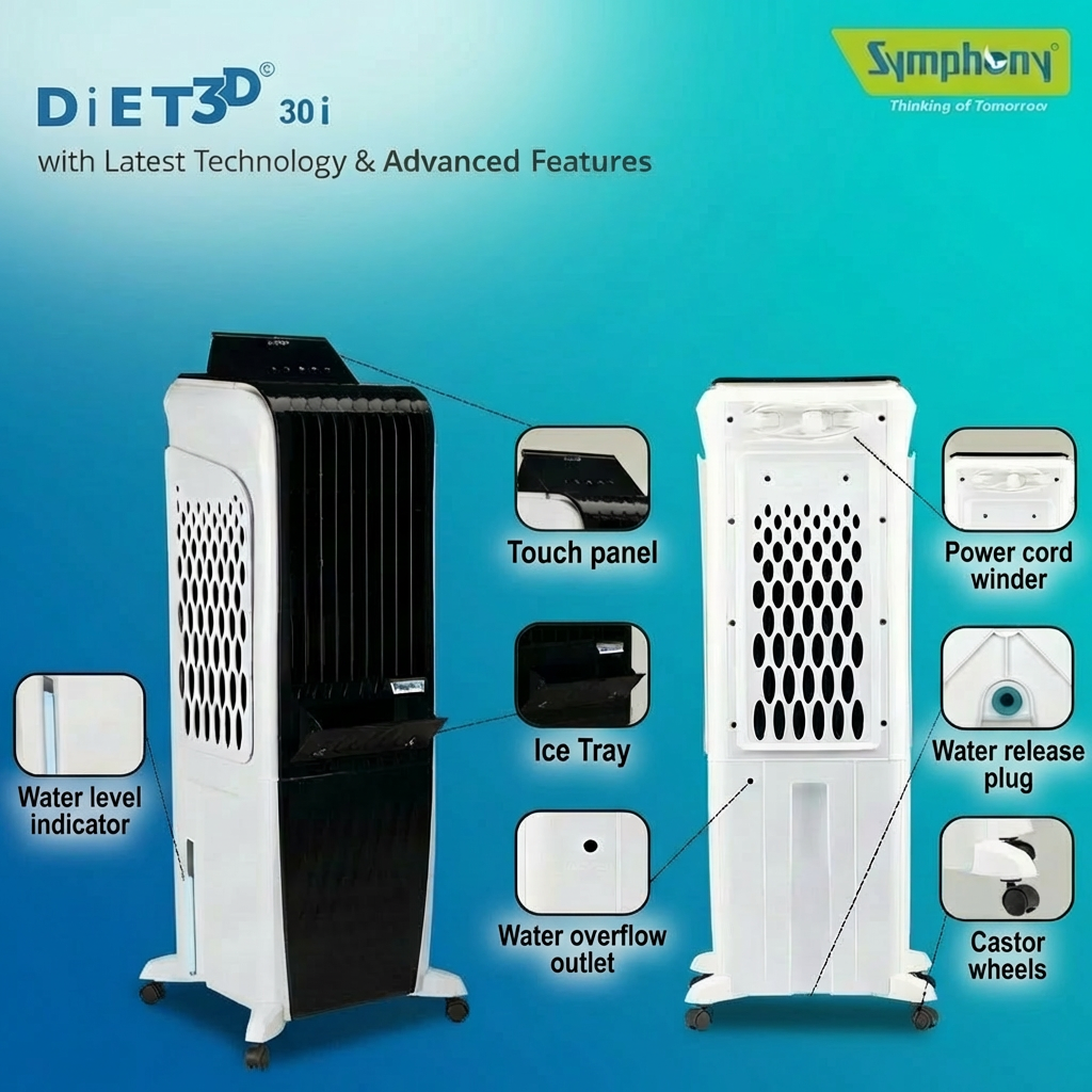 Diet 3D 30i | Tower Air Cooler |  Magnetic Remote