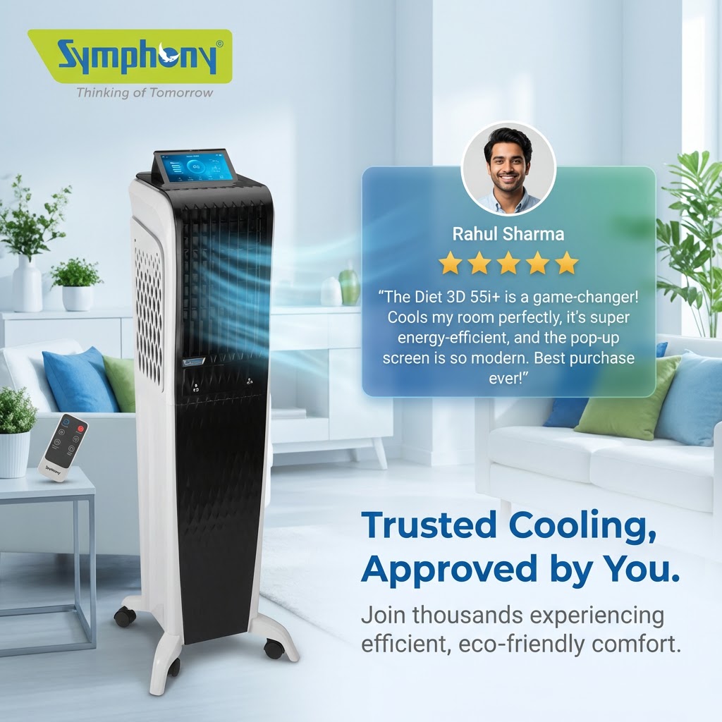 Diet 3D 55i+ | Tower Air Cooler | Remote | Pop-up Touchscreen