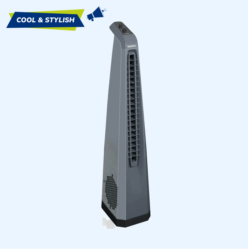 Surround Bladeless Tower Fan with Knob Control Grey