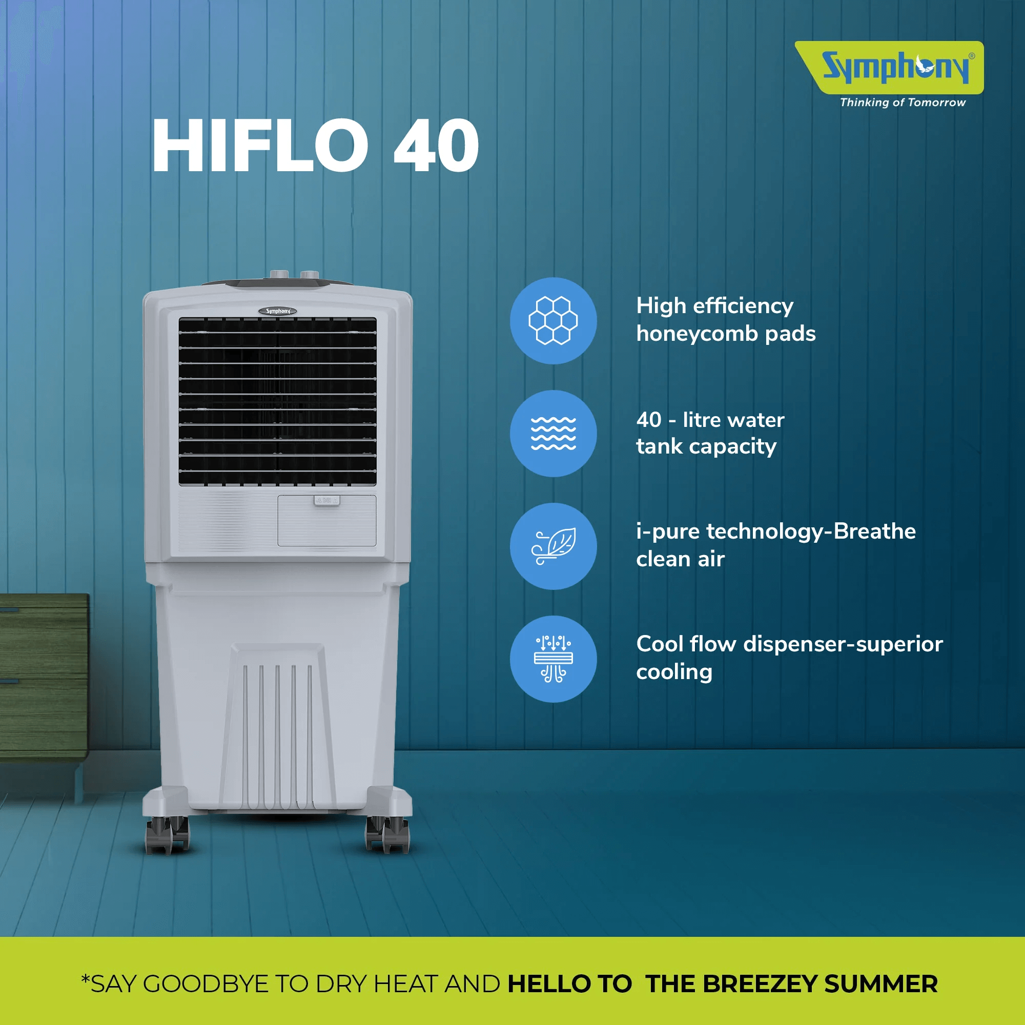 HiFlo 40 Personal Air Cooler 40-litres with Powerful air throw