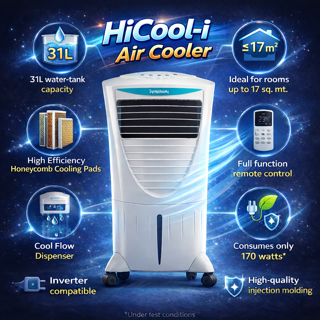 HiCool i Modern Personal Air Cooler with Full Function Remote