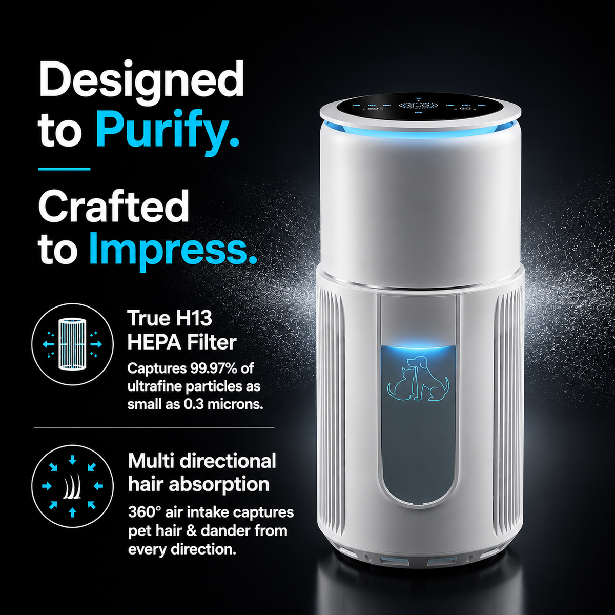 SilenzAir PET MAX | HEPA Air Purifier | 4-in-1 Filtration for Pet Homes