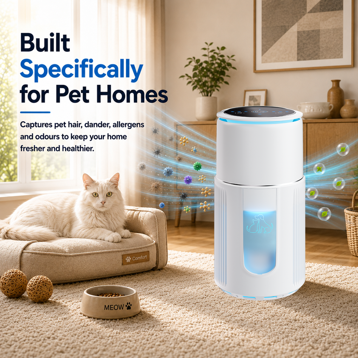 SilenzAir PET MAX | HEPA Air Purifier | 4-in-1 Filtration for Pet Homes