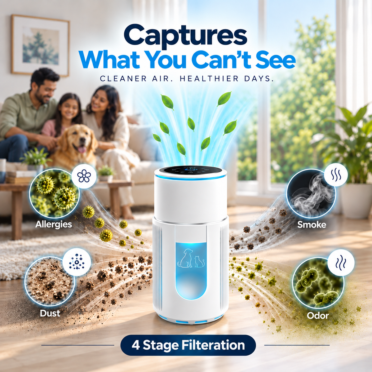 SilenzAir PET MAX | HEPA Air Purifier | 4-in-1 Filtration for Pet Homes