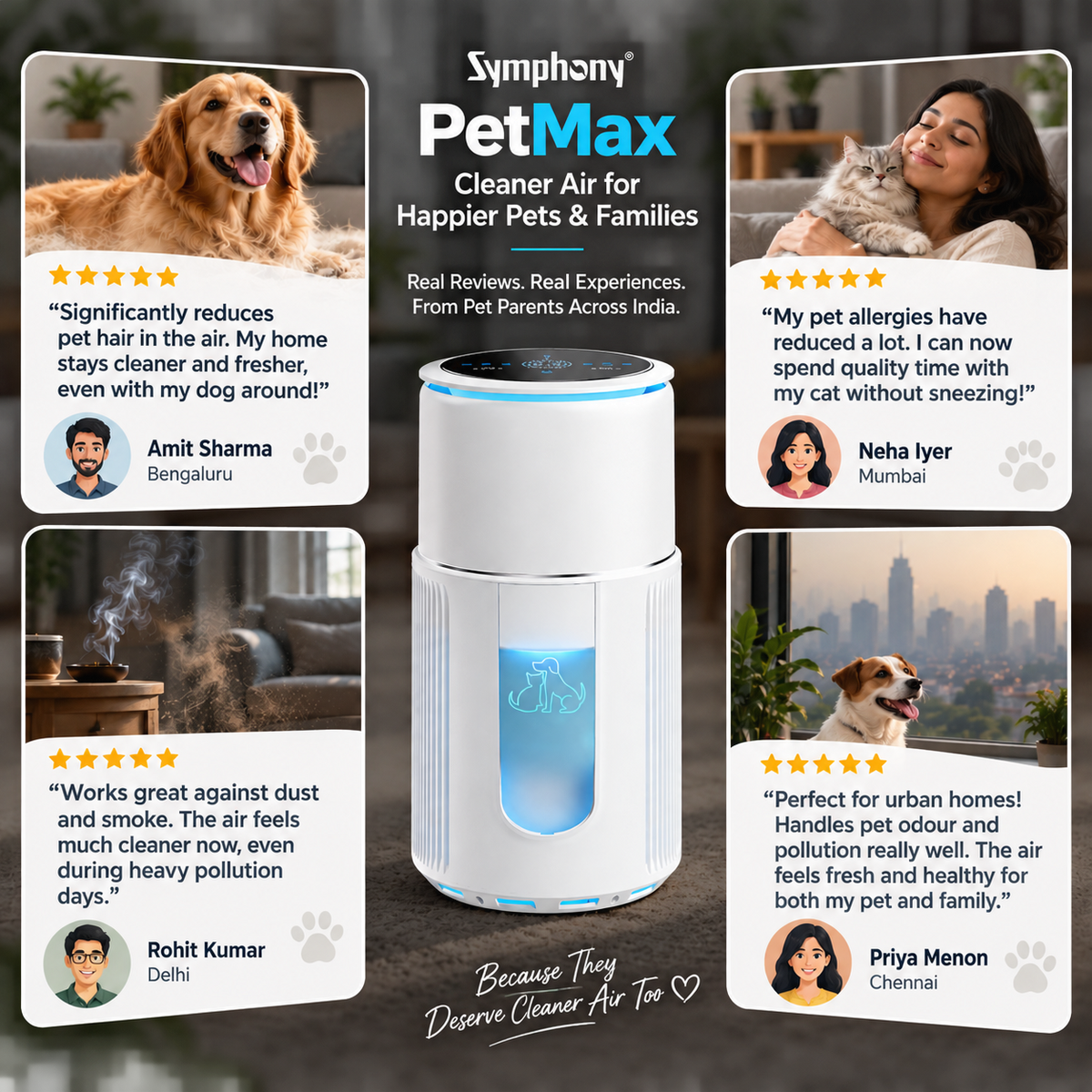 SilenzAir PET MAX | HEPA Air Purifier | 4-in-1 Filtration for Pet Homes