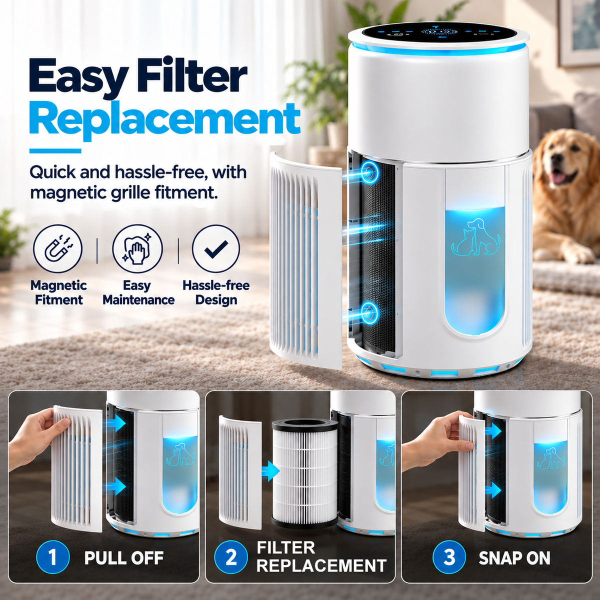 SilenzAir PET MAX | HEPA Air Purifier | 4-in-1 Filtration for Pet Homes
