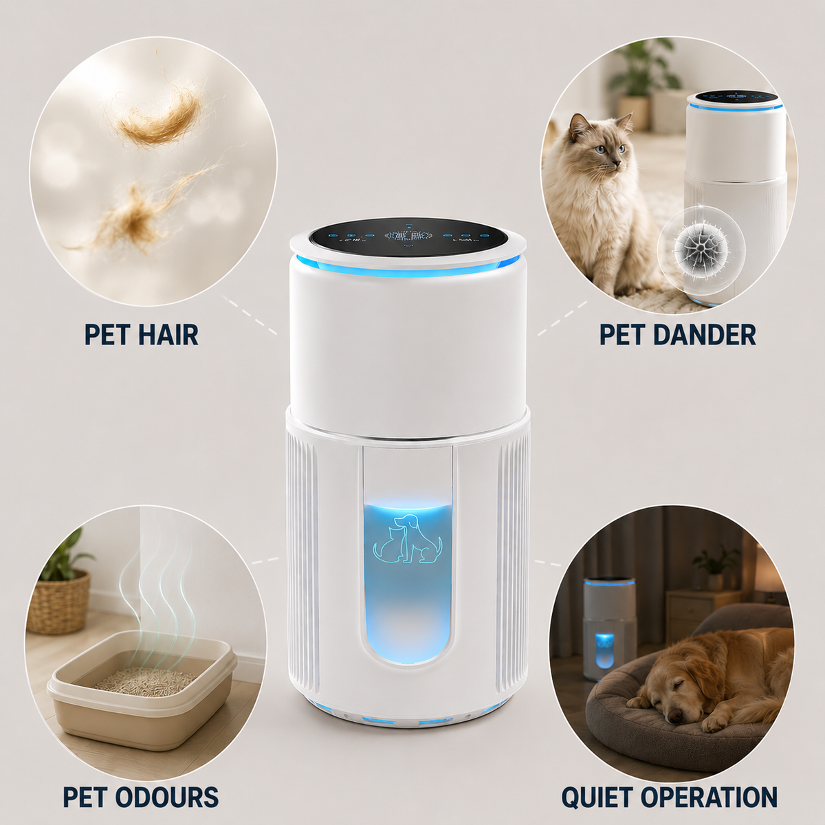 SilenzAir PET MAX | HEPA Air Purifier | 4-in-1 Filtration for Pet Homes