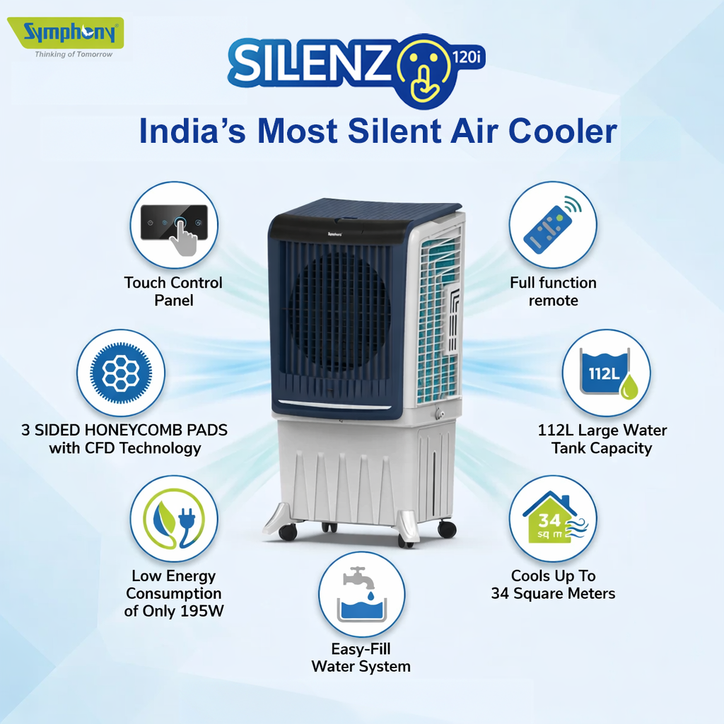 Silenzo 120i | Most Silent Air Cooler | Touch Panel