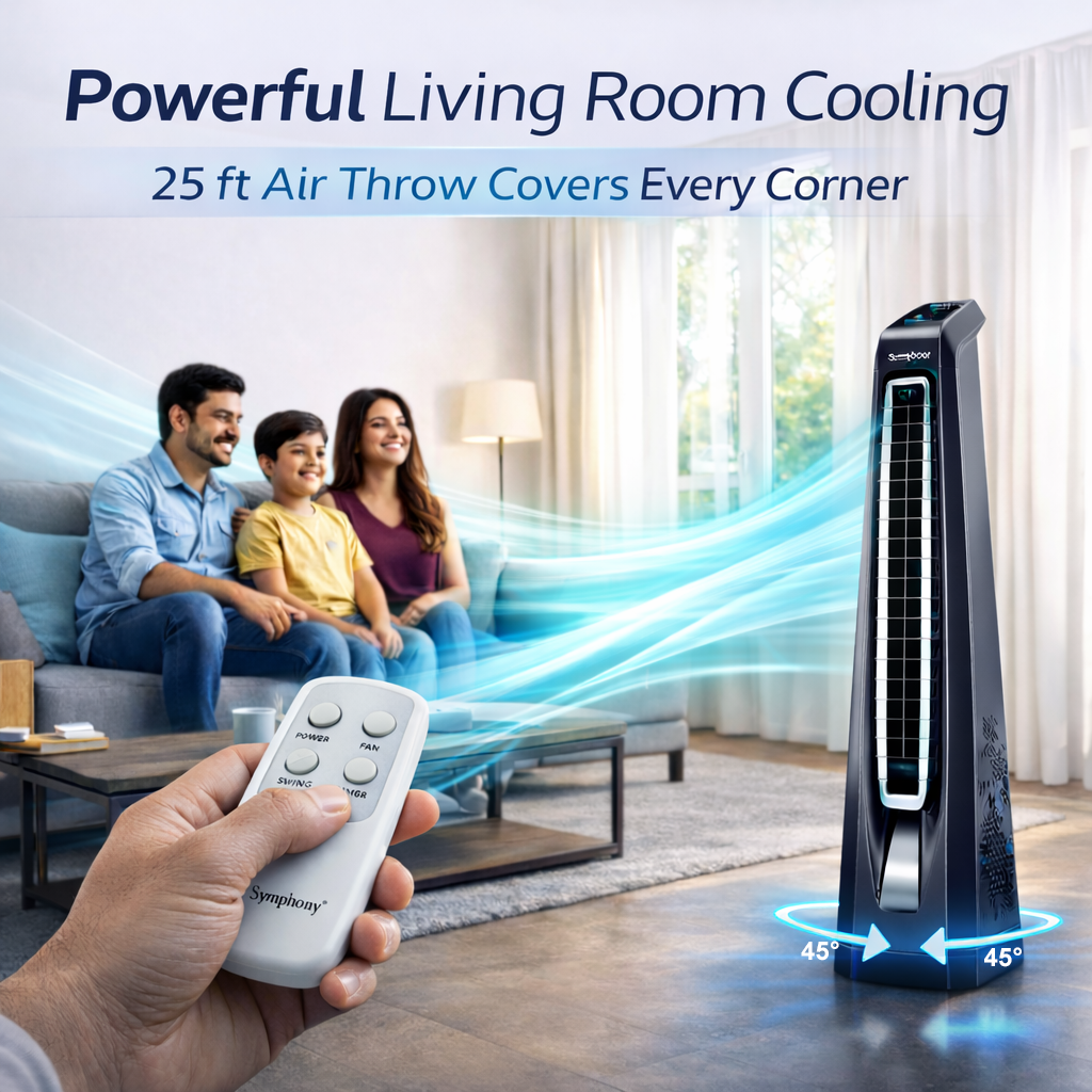 Surround B Black | BLDC Tower Fan | Remote-Controlled 7-Speed Breeze