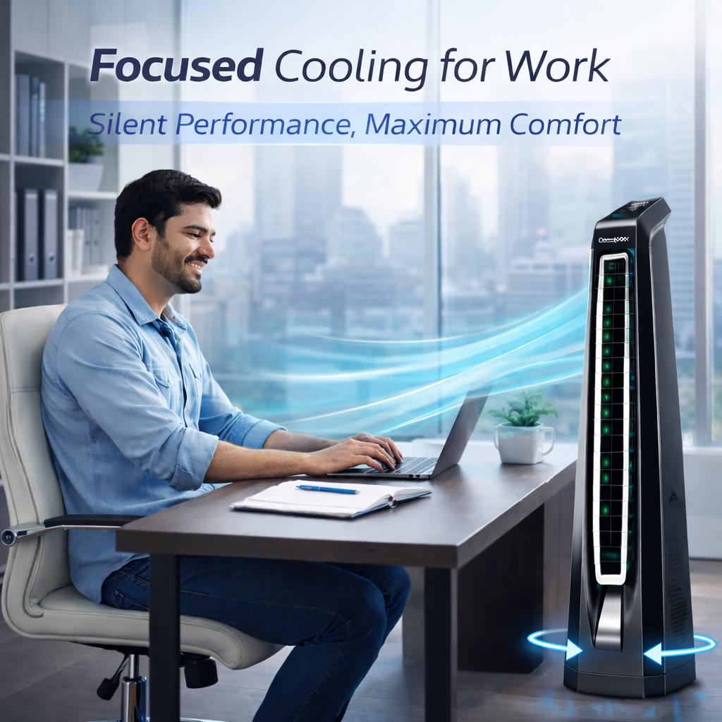 Surround B Black | BLDC Tower Fan | Remote-Controlled 7-Speed Breeze