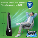 Surround B Black | BLDC Tower Fan | Remote-Controlled 7-Speed Breeze