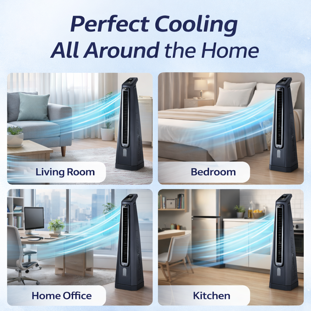 Surround Grey | Tower Fan | Knob Control | Bladeless Turbo ThrowTM (BLTT) Technology