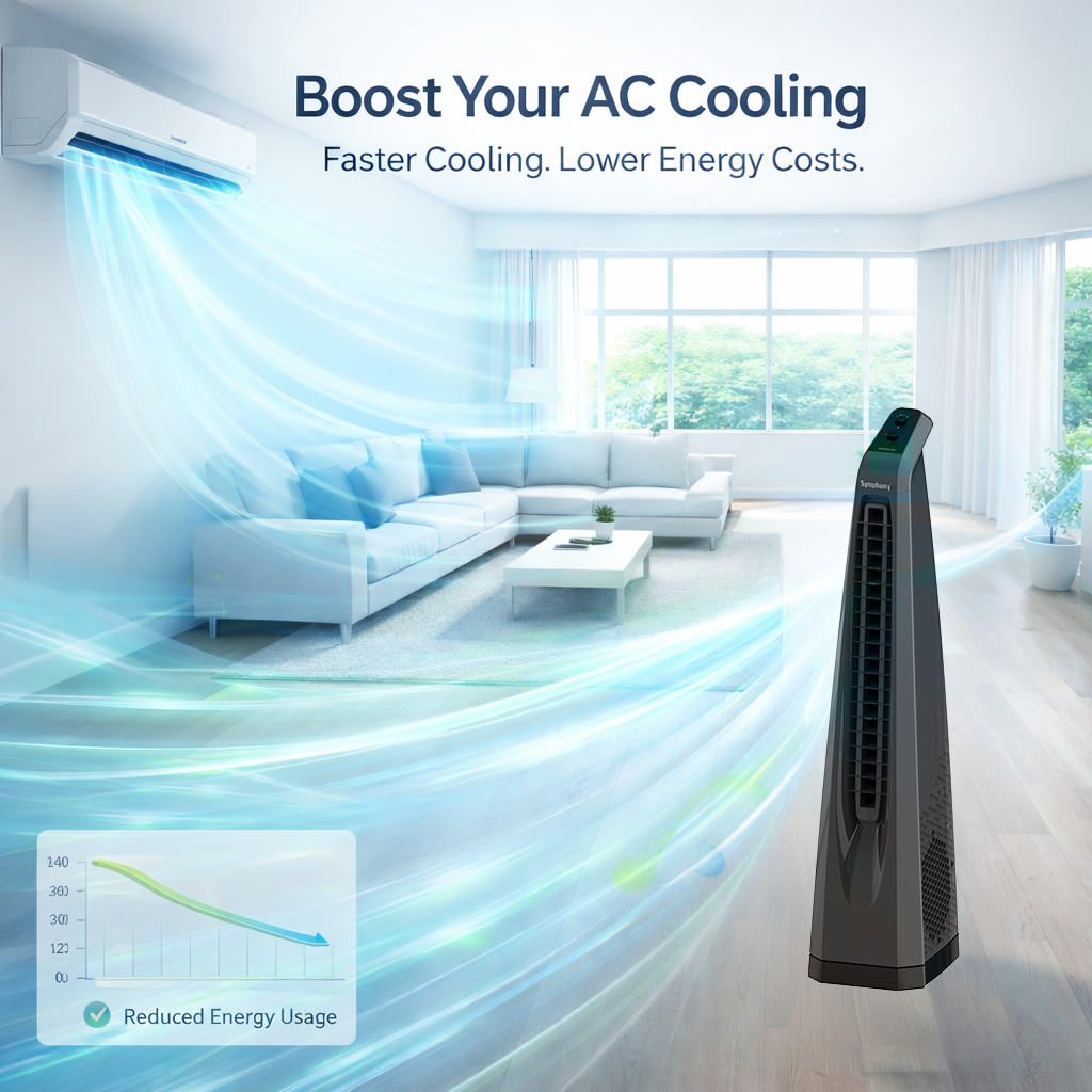 Surround Grey | Tower Fan | Knob Control | Bladeless Turbo ThrowTM (BLTT) Technology