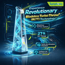 Surround Senior White Bladeless Tower Fan | Knob Control | Bladeless Turbo Throw (BLTT) Technology