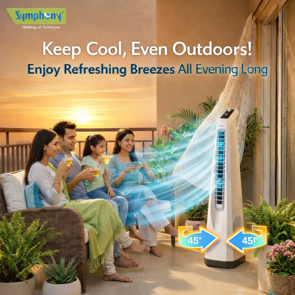 Surround Senior White Bladeless Tower Fan | Knob Control | Bladeless Turbo Throw (BLTT) Technology