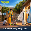 Surround Senior White Bladeless Tower Fan | Knob Control | Bladeless Turbo Throw (BLTT) Technology