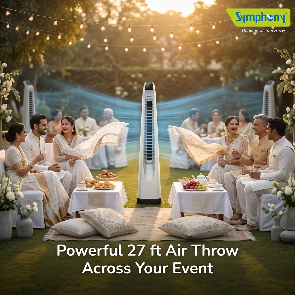 Surround Senior White Bladeless Tower Fan | Knob Control | Bladeless Turbo Throw (BLTT) Technology