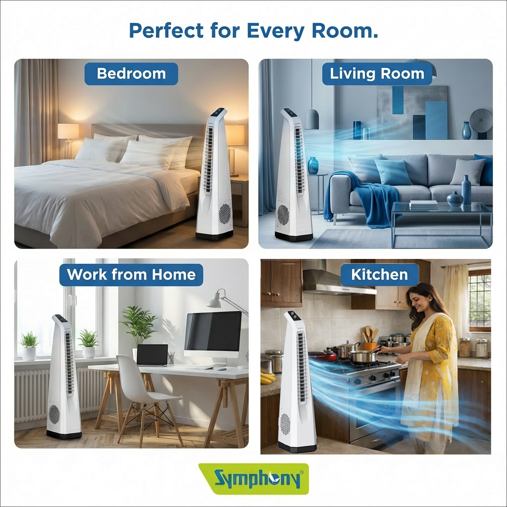 Surround White | Tower Fan | Knob Control | Bladeless Turbo ThrowTM (BLTT) Technology