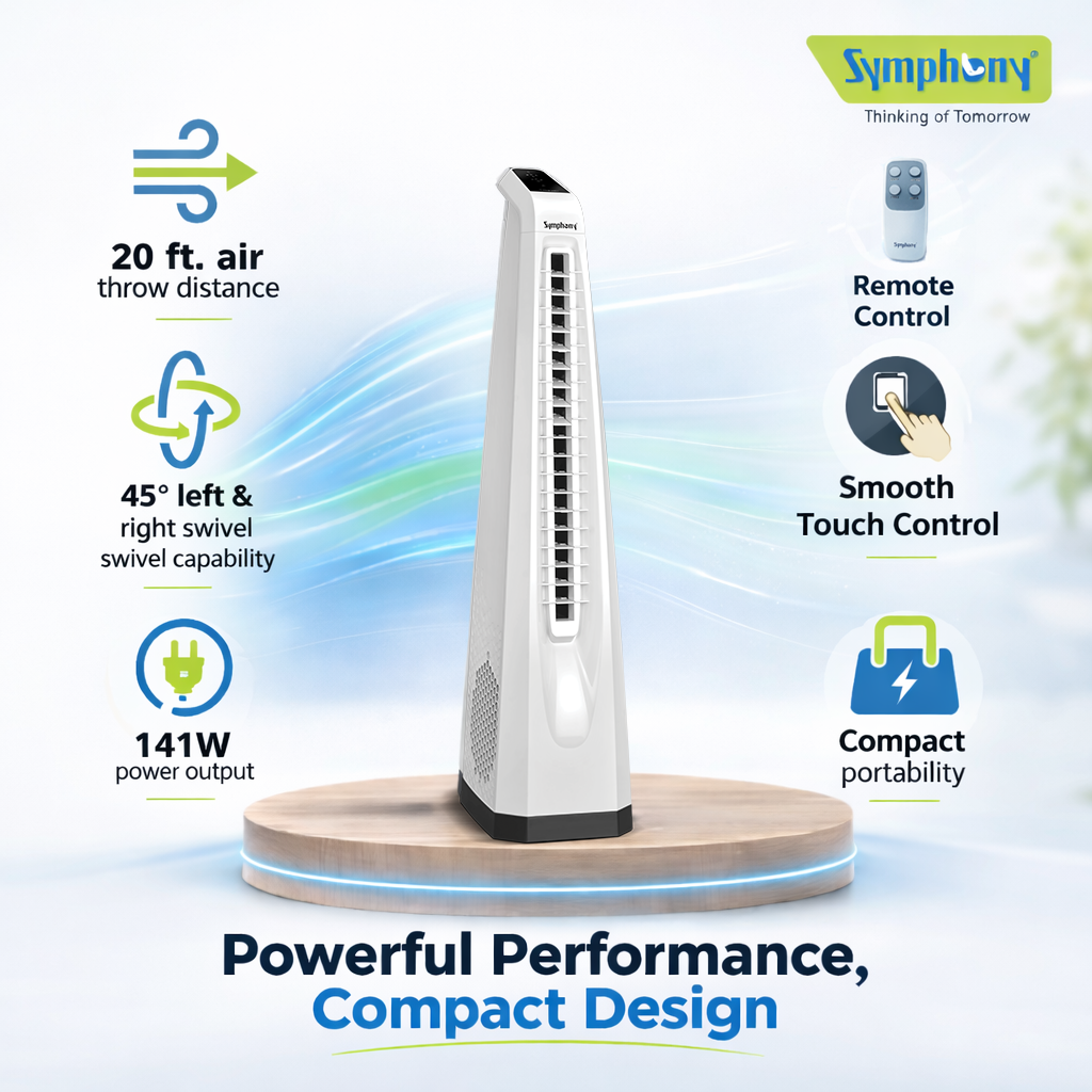 Surround-i Bladeless White | Tower Fan | Remote Control | Bladeless Turbo ThrowTM (BLTT) Technology