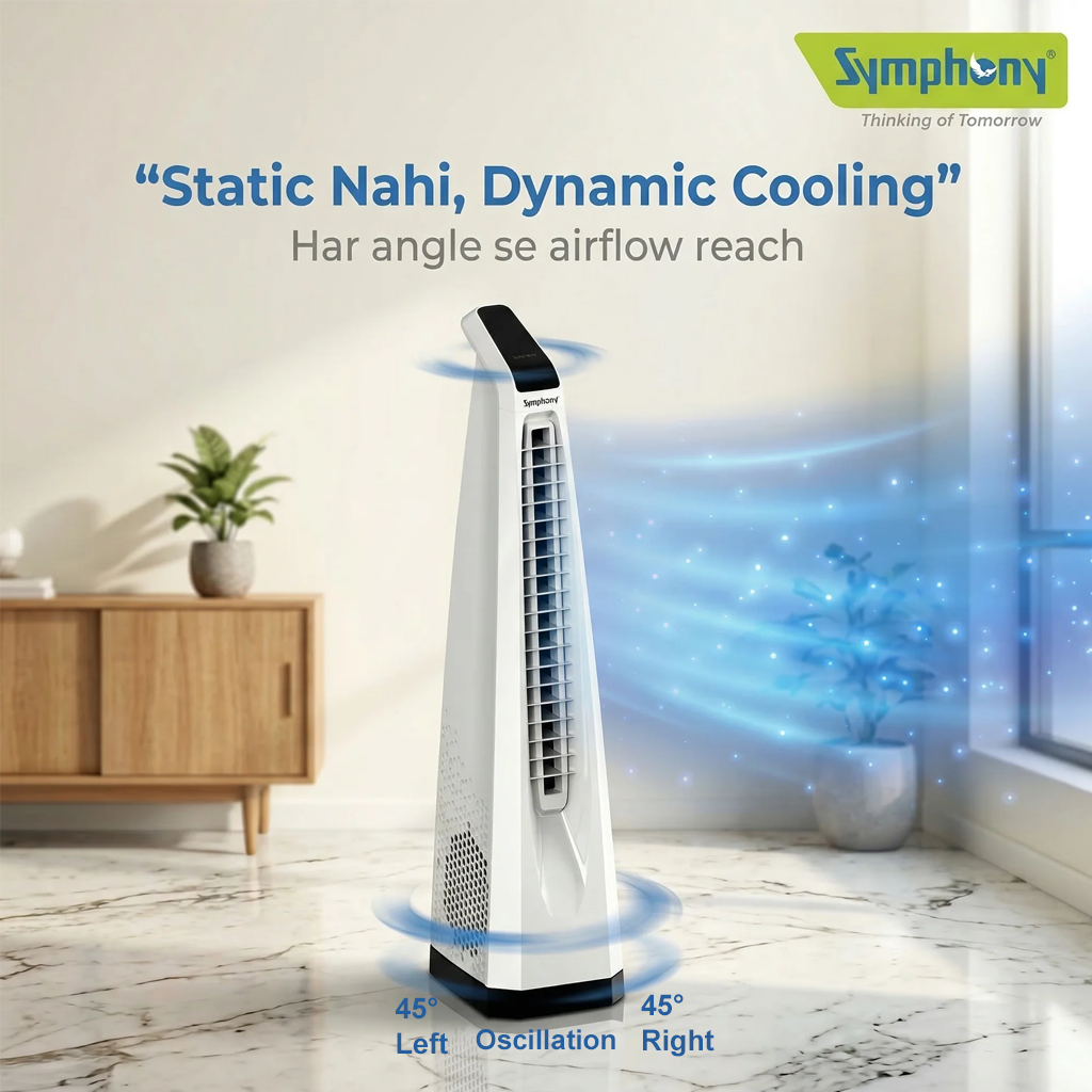 Surround-i Bladeless White | Tower Fan | Remote Control | Bladeless Turbo ThrowTM (BLTT) Technology