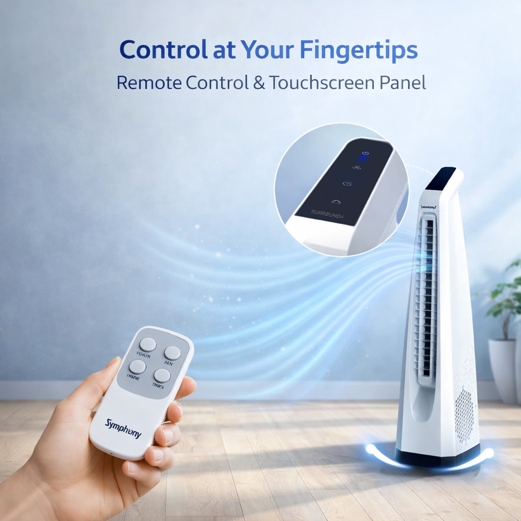 Surround-i Bladeless White | Tower Fan | Remote Control | Bladeless Turbo ThrowTM (BLTT) Technology