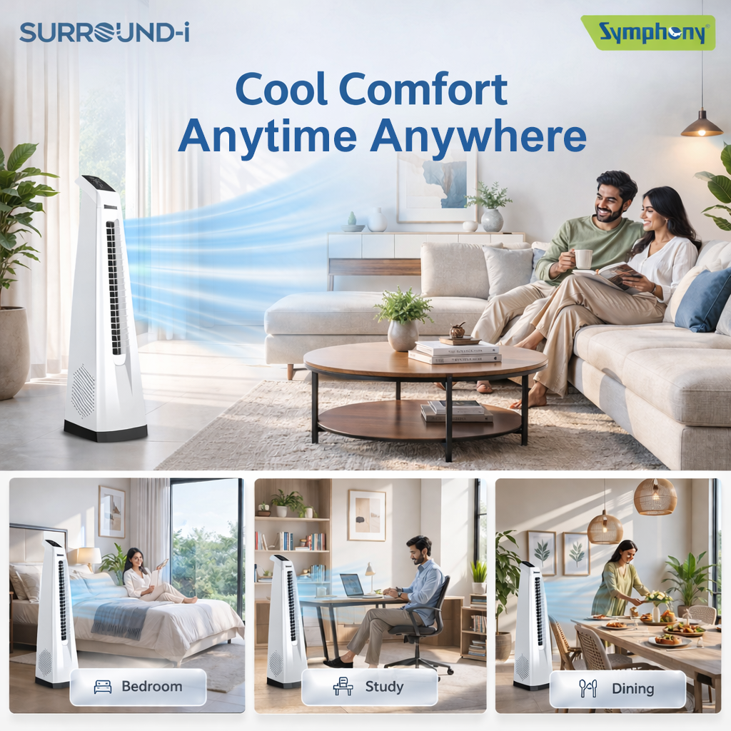 Surround-i Bladeless White | Tower Fan | Remote Control | Bladeless Turbo ThrowTM (BLTT) Technology