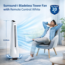 Surround-i Bladeless White | Tower Fan | Remote Control | Bladeless Turbo ThrowTM (BLTT) Technology
