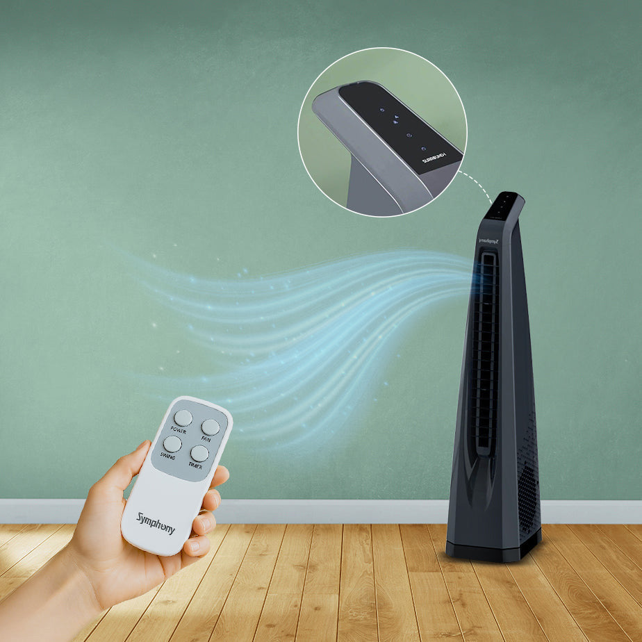 Surround-i Grey | Tower Fan | Remote Control | Bladeless Turbo Throw (BLTT) Technology