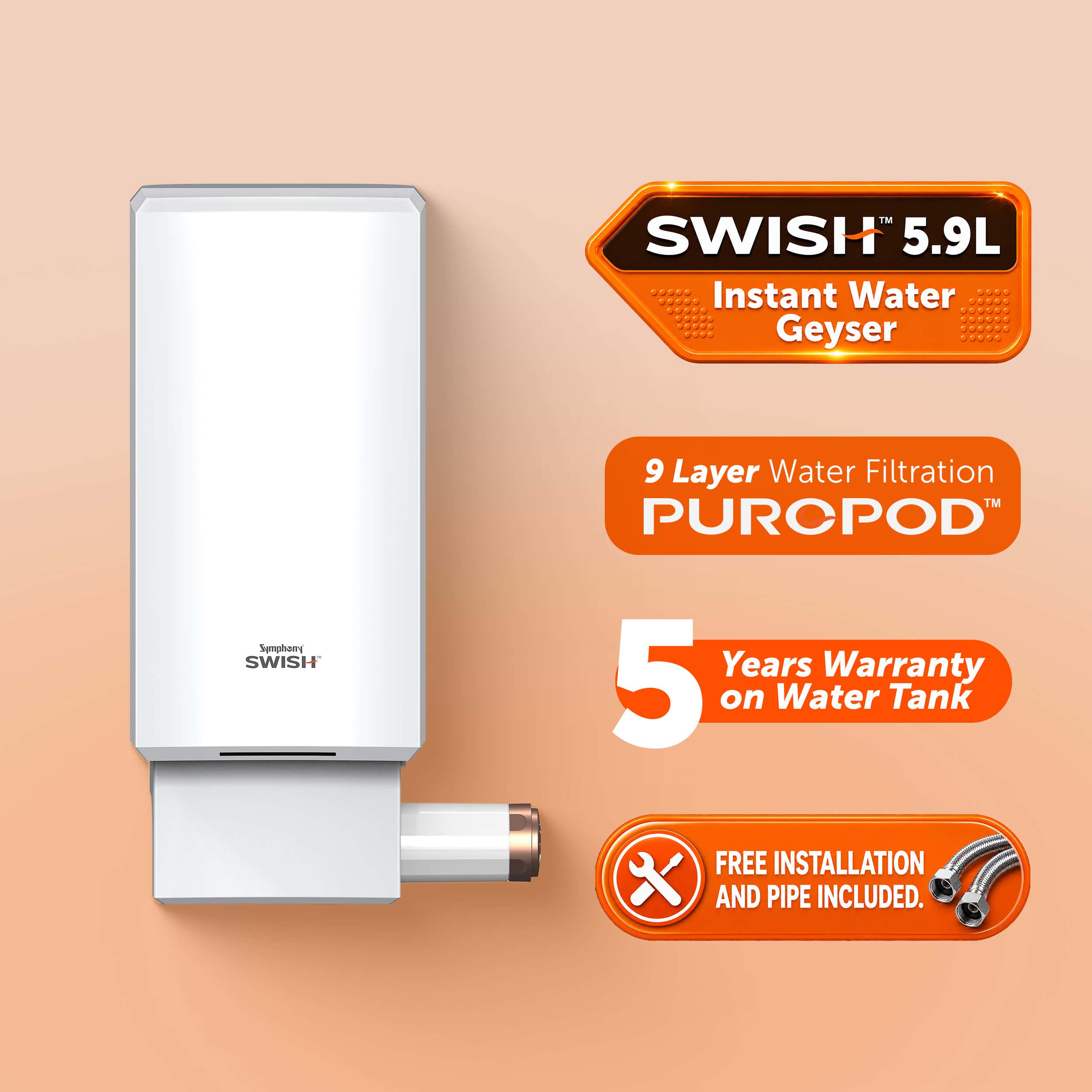 SWISH Hairfall Control Instant Geyser, 5.9 Litres