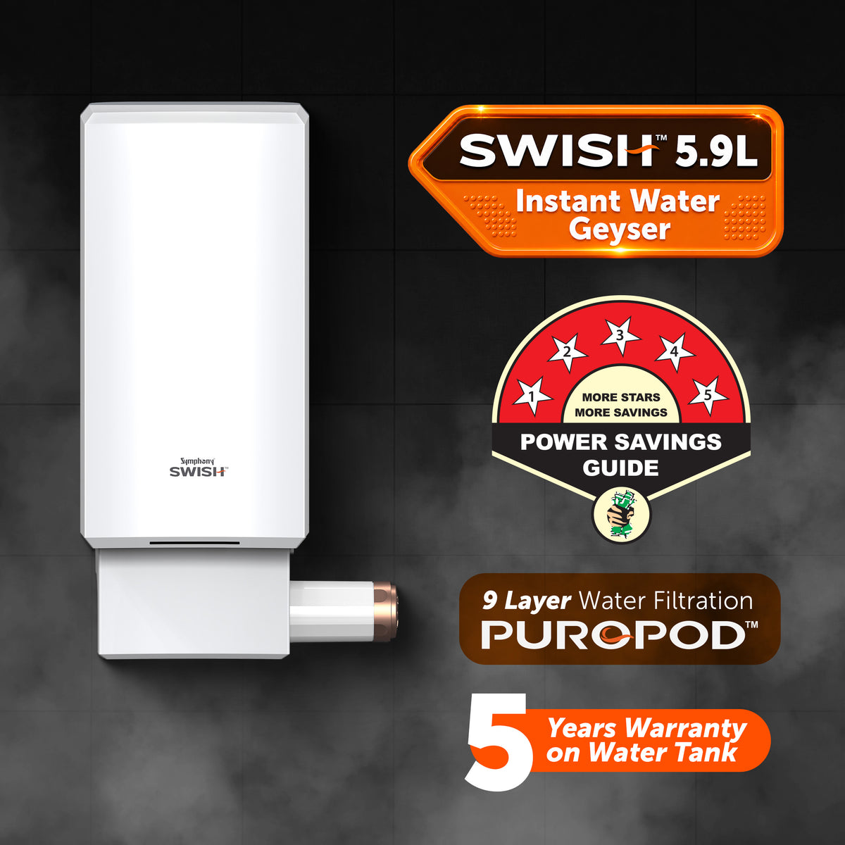 SWISH Hairfall Control Instant Geyser, 5.9 Litres