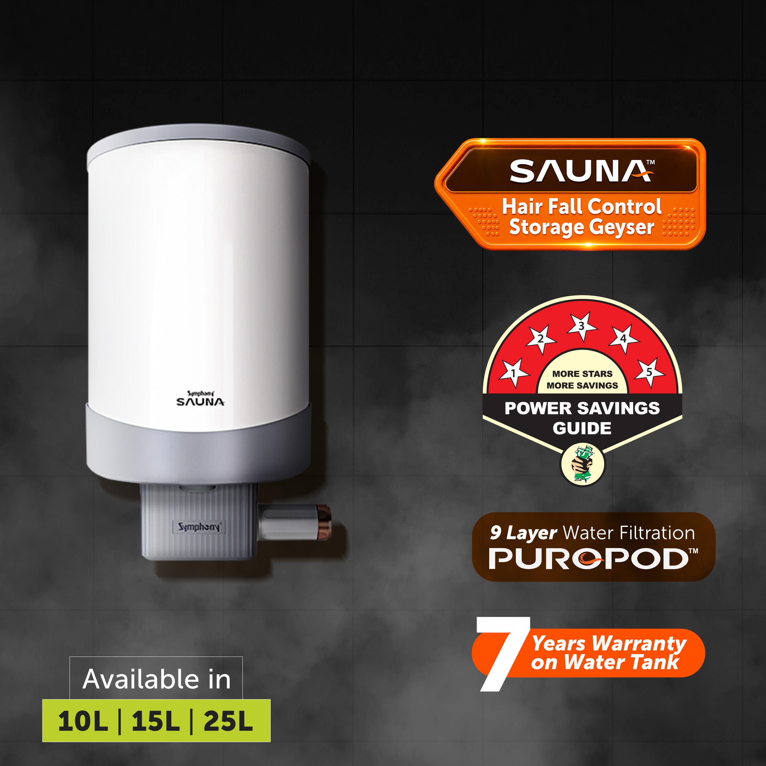 SAUNA Hair Fall Control Storage Geyser