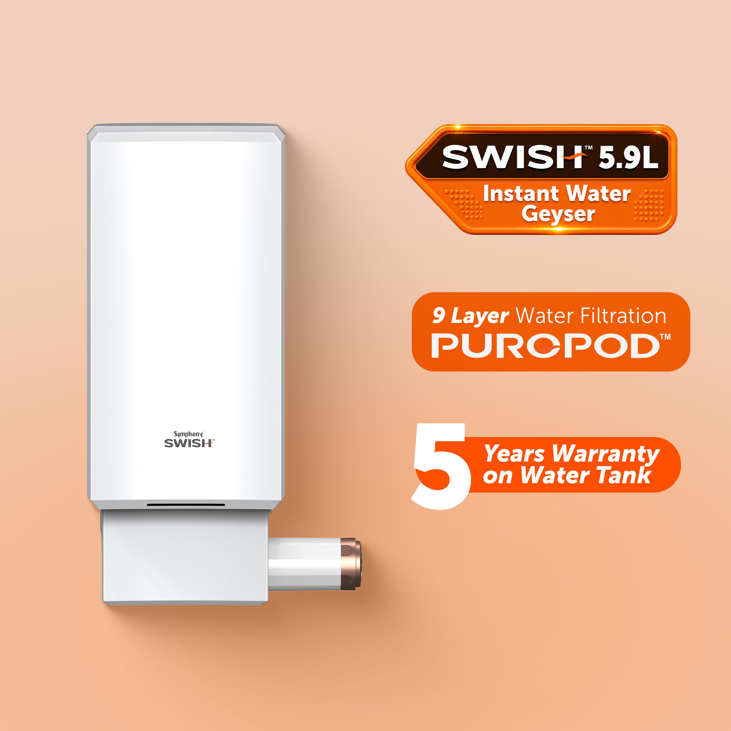 SWISH Hairfall Control Instant Geyser, 5.9 Litres