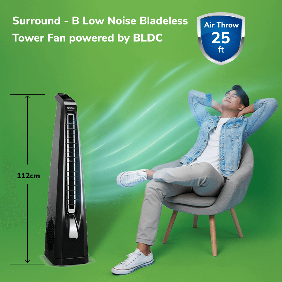 Surround B Low Noise Bladeless BLDC Tower Fan