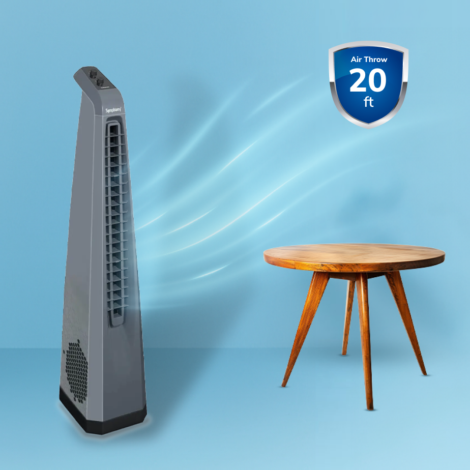 Surround Bladeless Tower Fan with Knob Control Grey