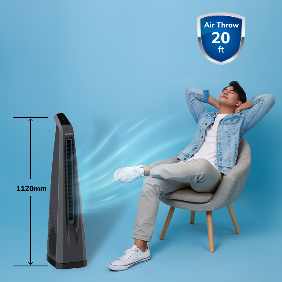 Surround-i Bladeless Tower Fan with Remote Control Grey