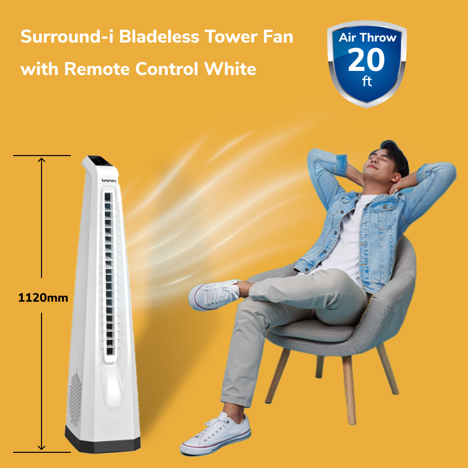 Surround-i Bladeless Tower Fan with Remote Control White